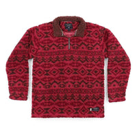 Appalachian Peak Sherpa Pullover in Washed Red and Brown by Southern Marsh - Country Club Prep