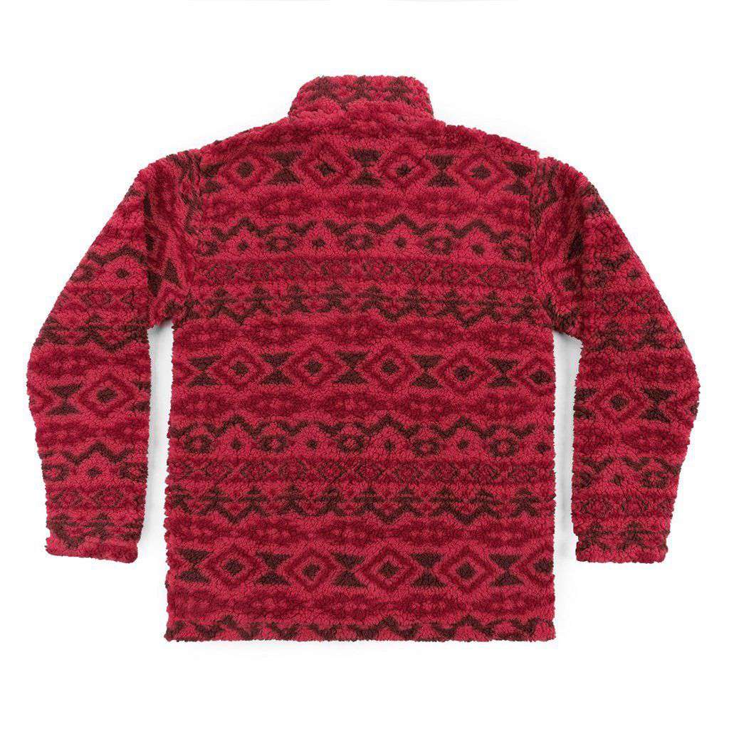 Appalachian Peak Sherpa Pullover in Washed Red and Brown by Southern Marsh - Country Club Prep