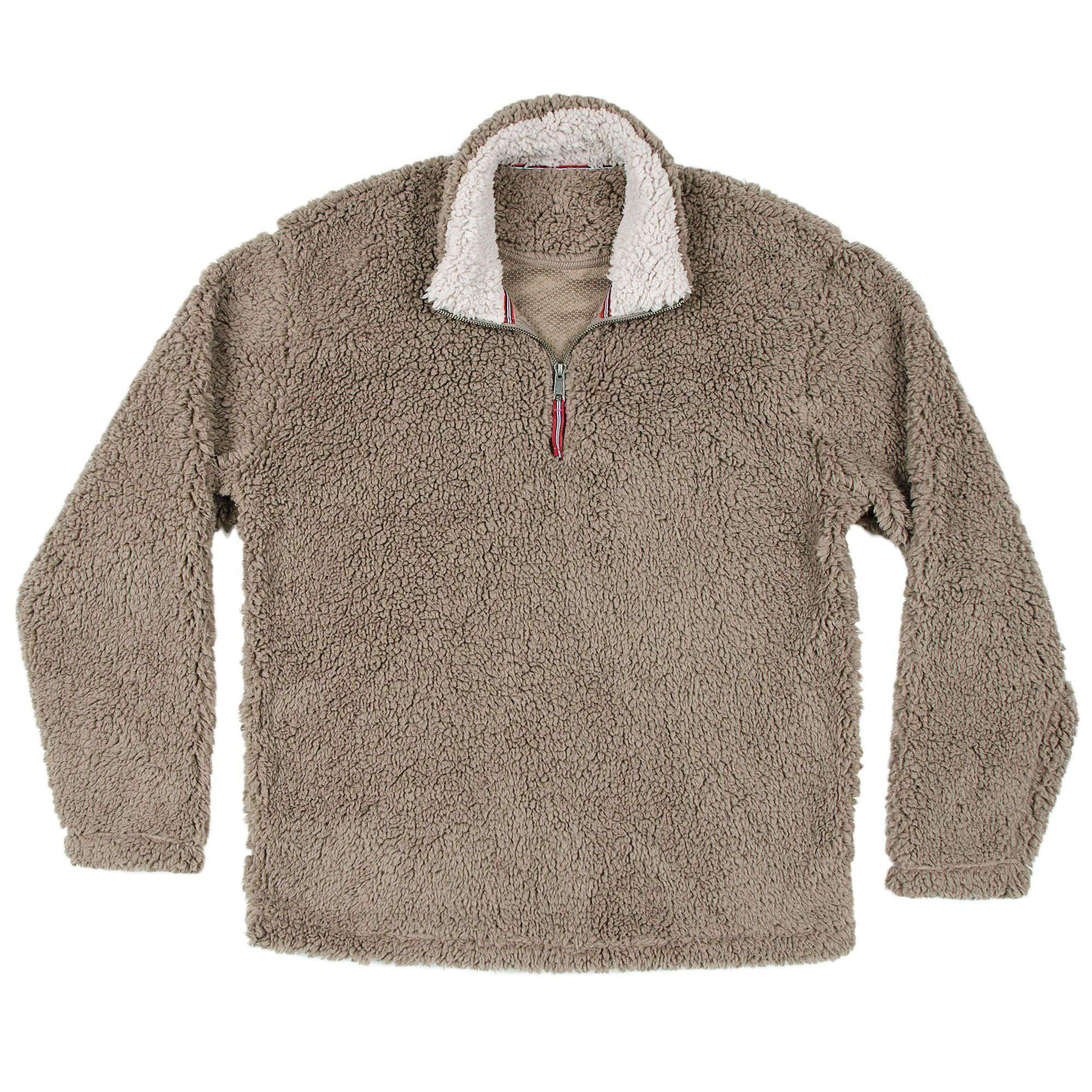 Appalachian Pile Pullover 1/4 Zip in Light Brown by Southern Marsh - Country Club Prep