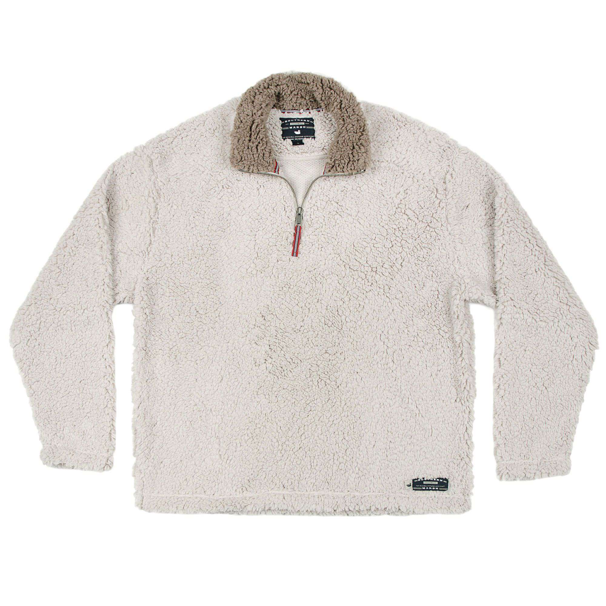 Appalachian Pile Pullover 1/4 Zip in Oatmeal by Southern Marsh - Country Club Prep