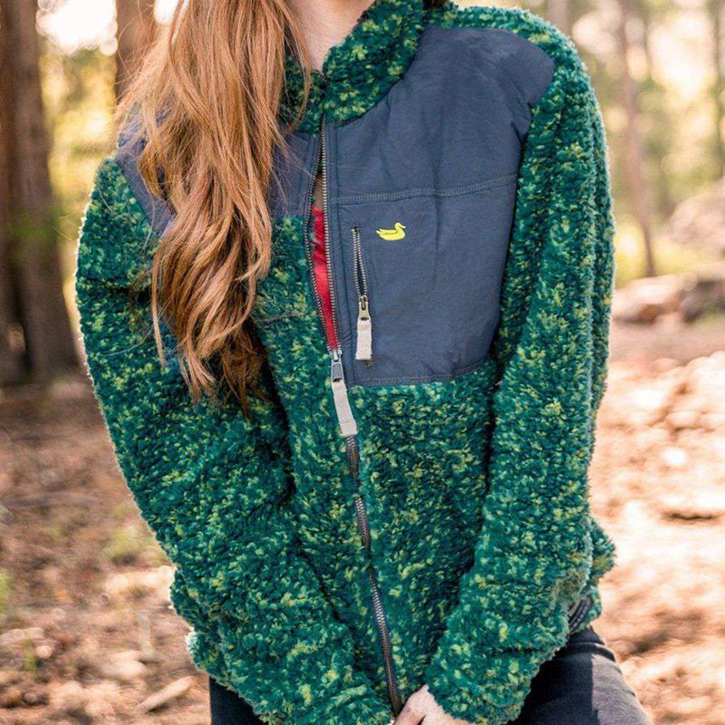 Blue Ridge Sherpa Jacket in Dark Green and Mustard by Southern Marsh - Country Club Prep