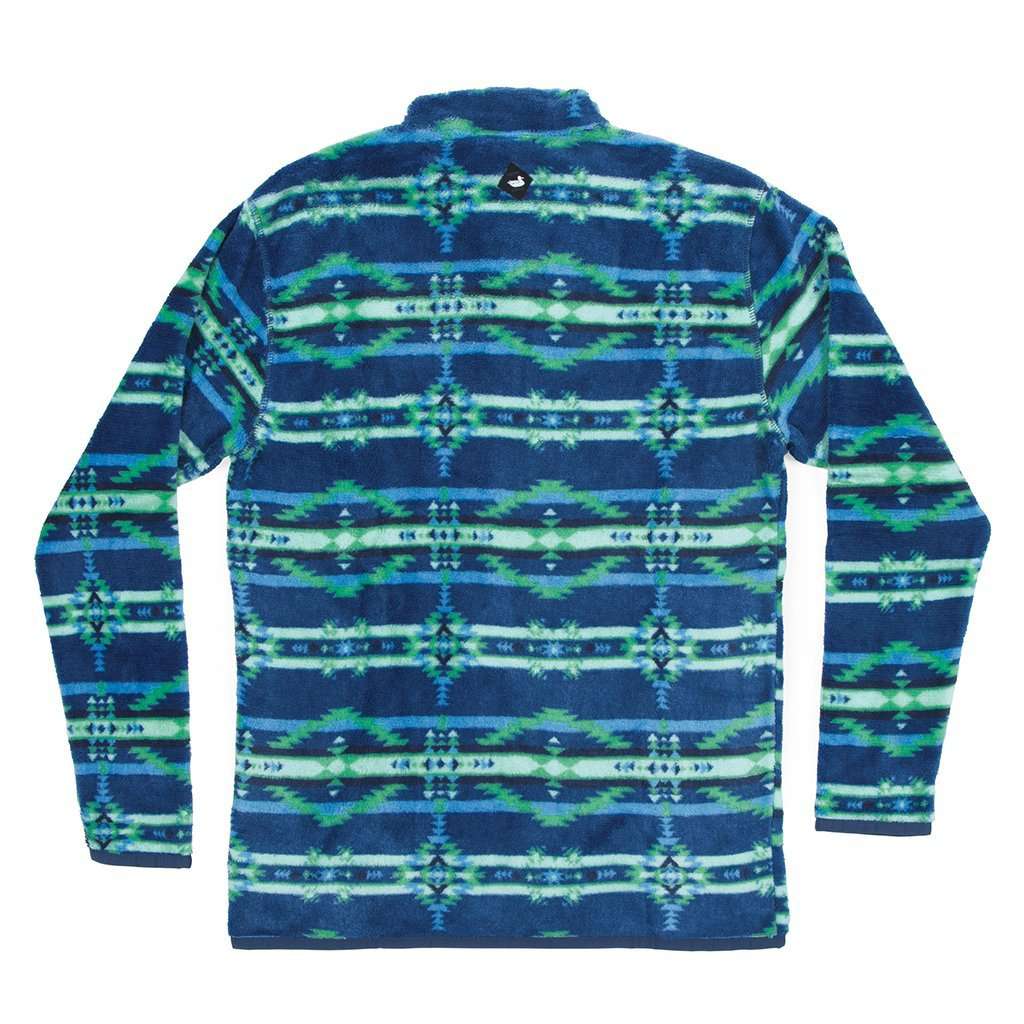 Southern Marsh Harbuck Fleece 1 4 Zip Pullover in Slate and Mint Country Club Prep