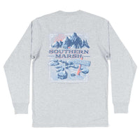 Long Sleeve Mountain Weekend Tee in Light Gray by Southern Marsh - Country Club Prep