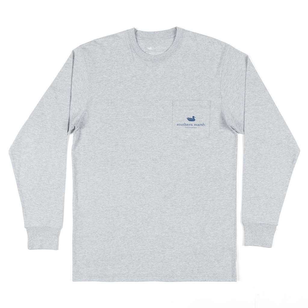 Long Sleeve Mountain Weekend Tee in Light Gray by Southern Marsh - Country Club Prep