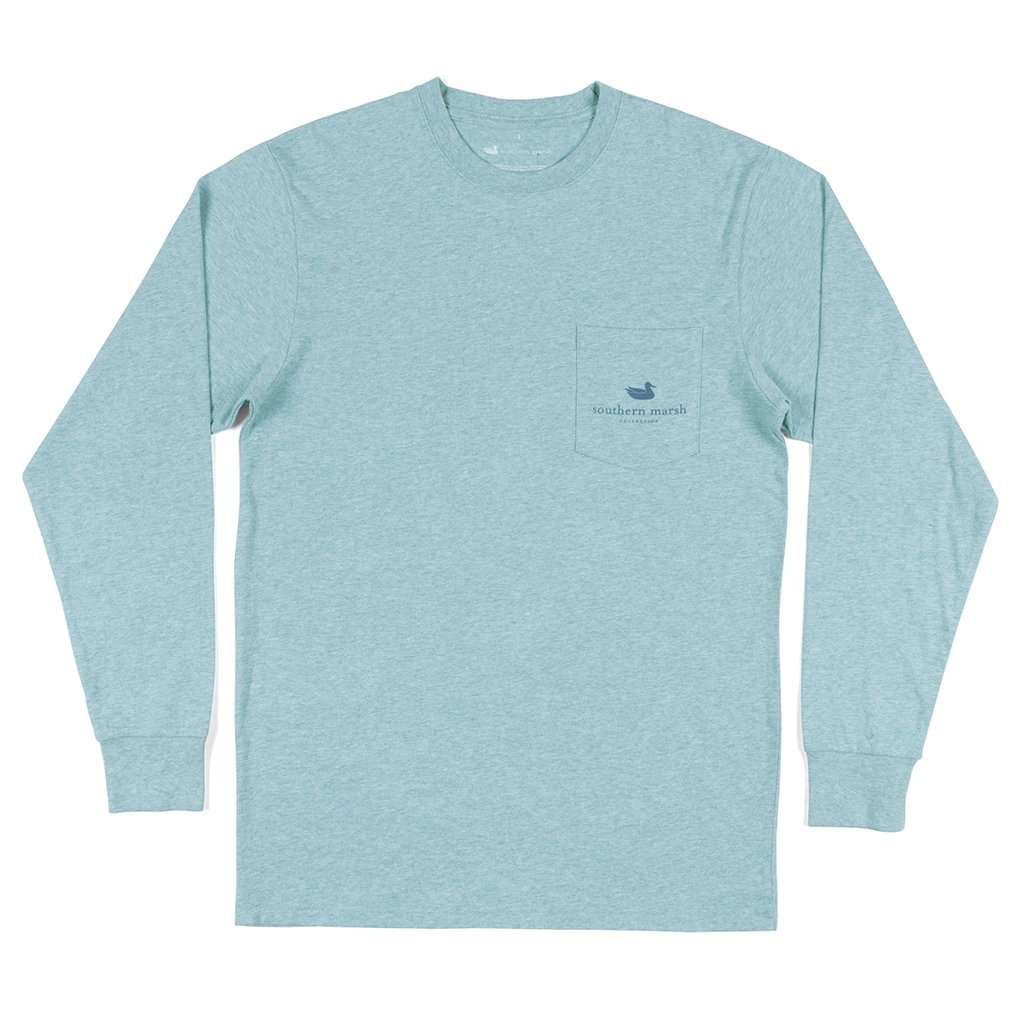 Long Sleeve Mountain Weekend Tee in Washed Moss Blue by Southern Marsh - Country Club Prep