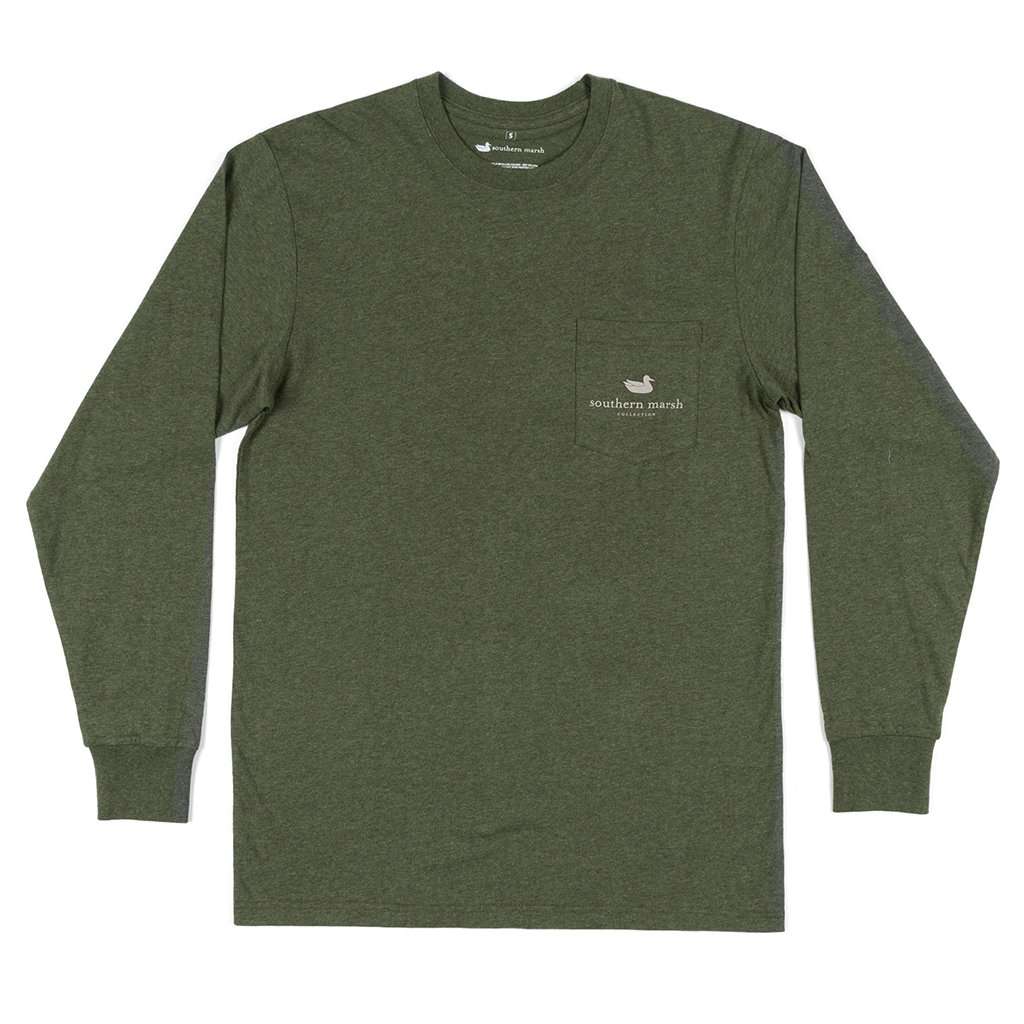 Long Sleeve Vistas Bass Tee in Washed Dark Green by Southern Marsh - Country Club Prep