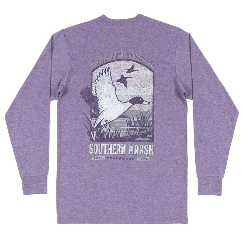 Long Sleeve Vistas Mallard Tee in Washed Iris by Southern Marsh - Country Club Prep