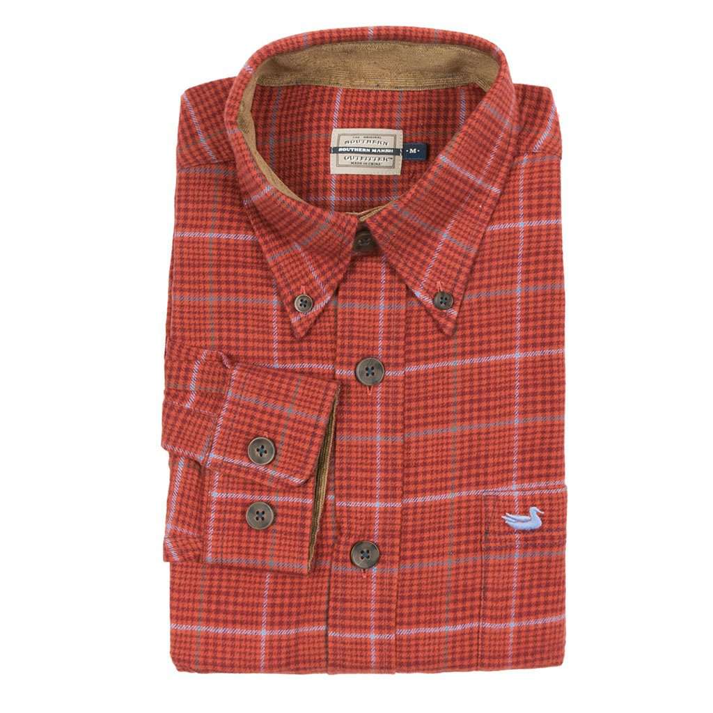 Madison Houndstooth Flannel in Maroon & Bisque by Southern Marsh - Country Club Prep