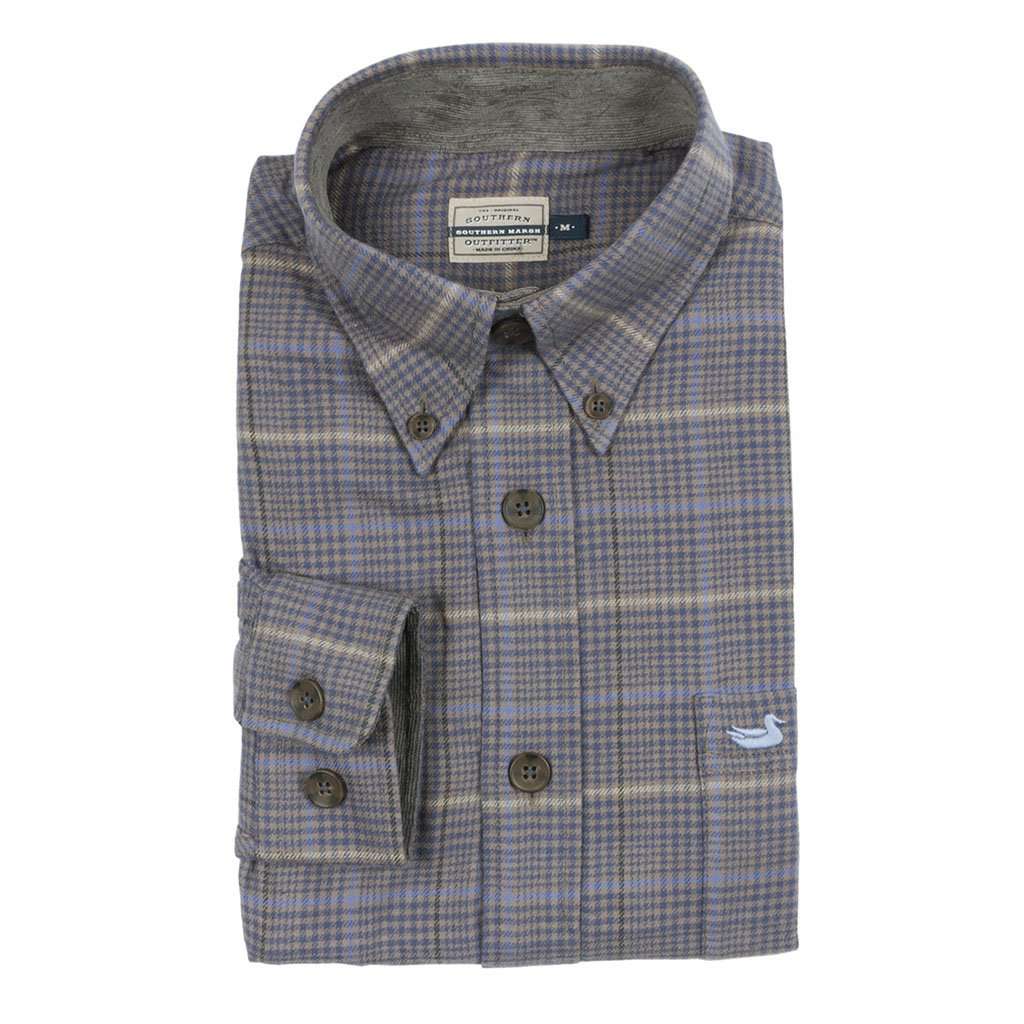 Madison Houndstooth Flannel in Navy & Burnt Taupe by Southern Marsh - Country Club Prep