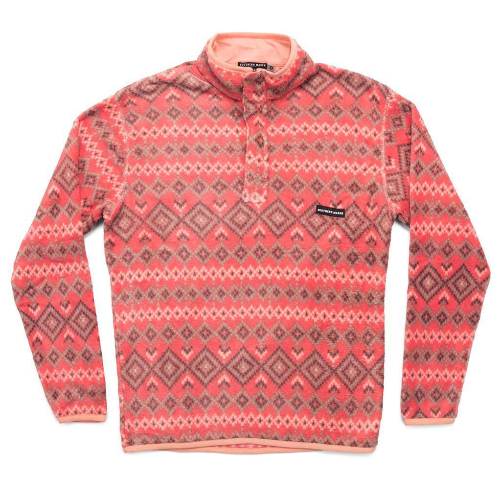 Pisgah Aztec Pullover in Washed Red by Southern Marsh - Country Club Prep