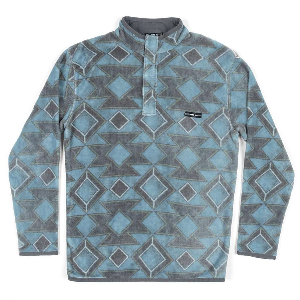 Pueblo Aztec Pullover in French Blue & Midnight Gray by Southern Marsh - Country Club Prep