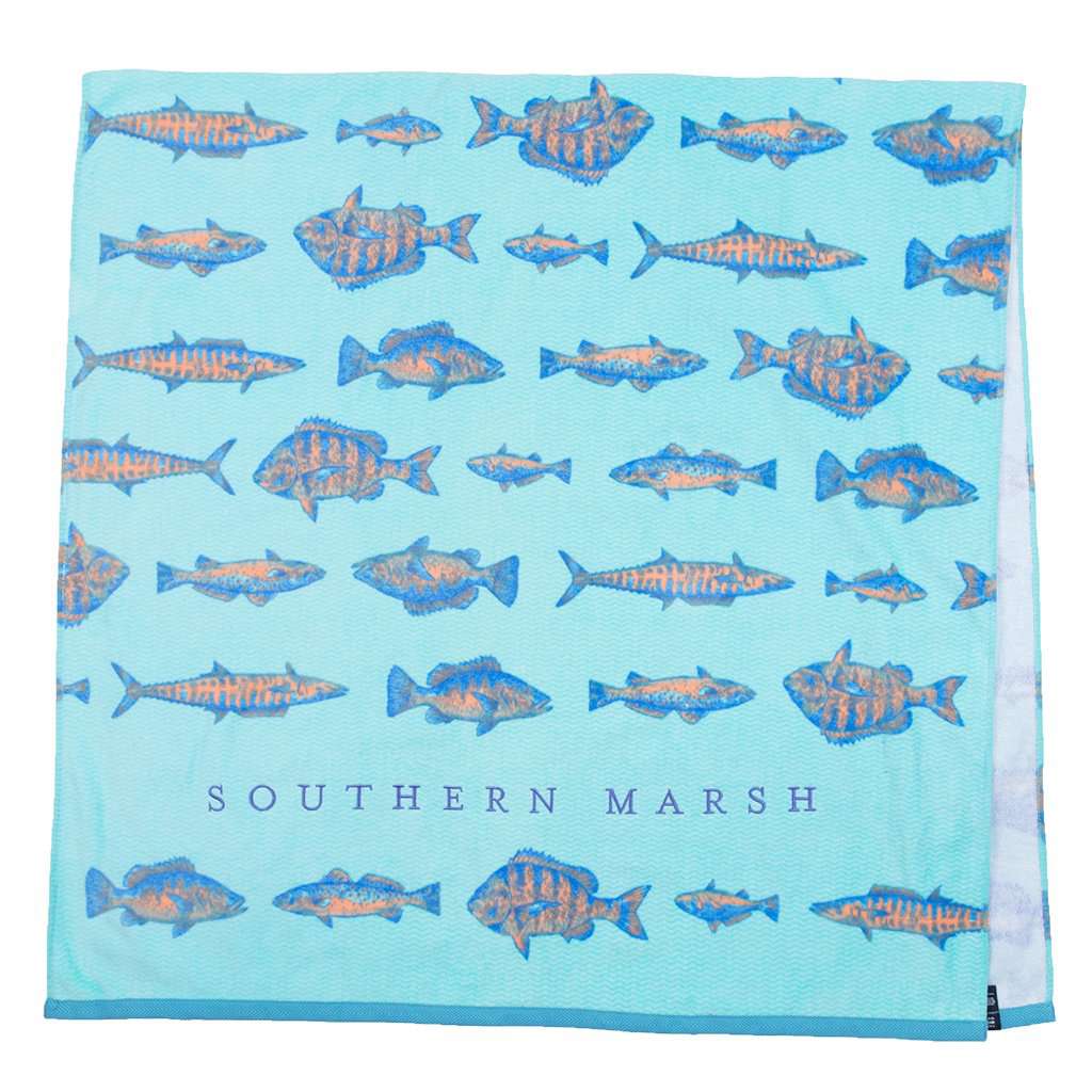 Riptide Beach Towel in Antigua Blue by Southern Marsh - Country Club Prep