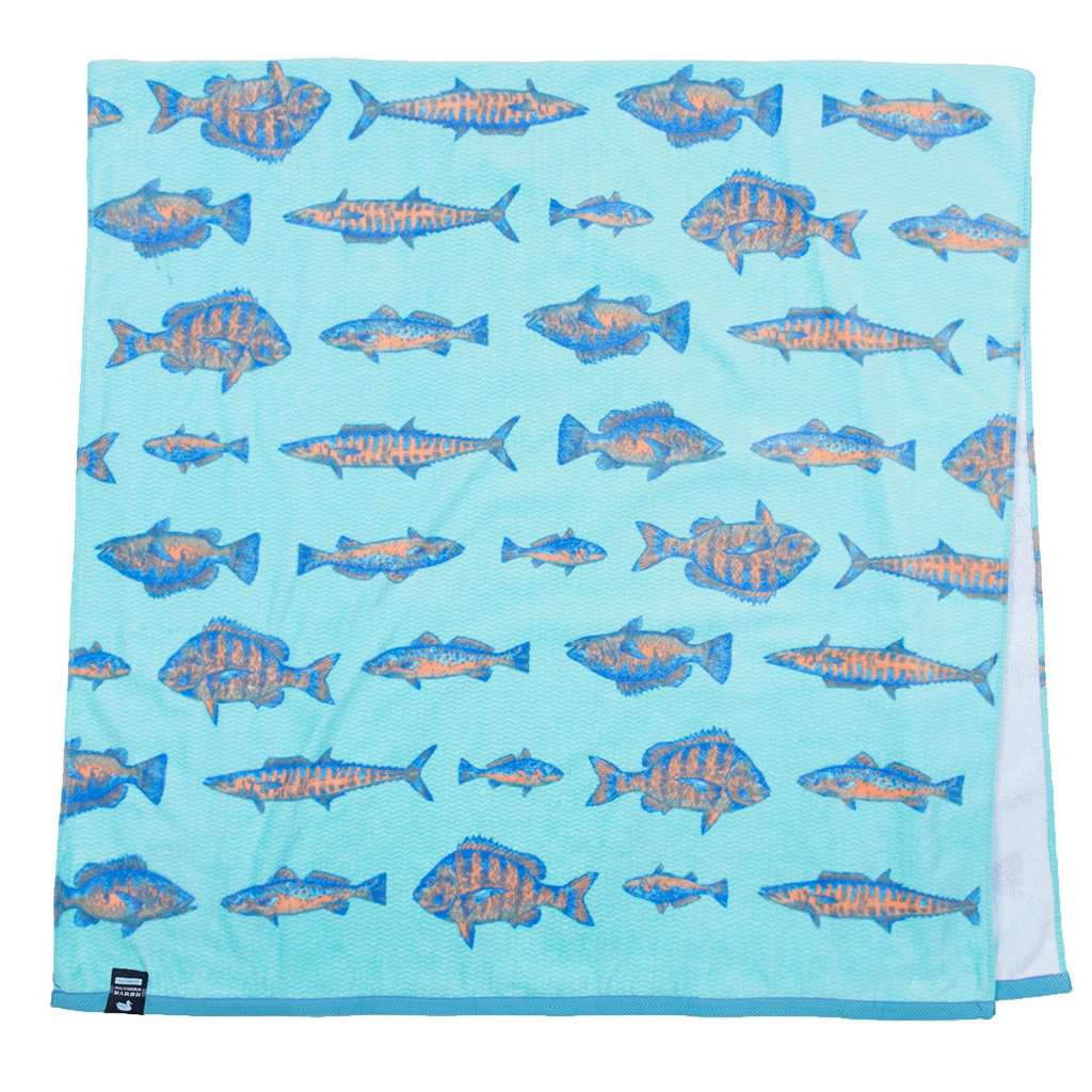 Riptide Beach Towel in Antigua Blue by Southern Marsh - Country Club Prep