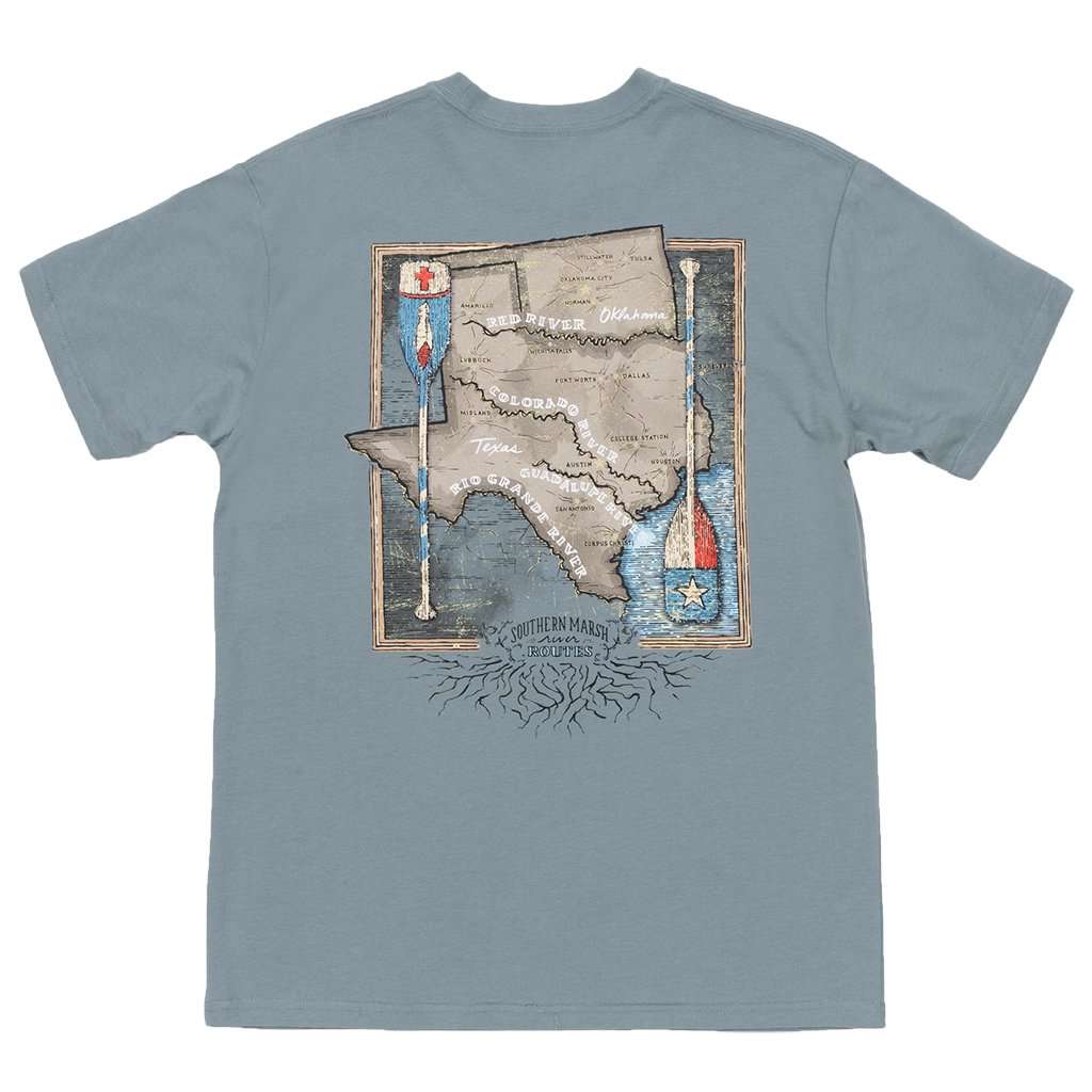 River Route Collection - Texas & Oklahoma Tee in Burnt Sage by Southern Marsh - Country Club Prep