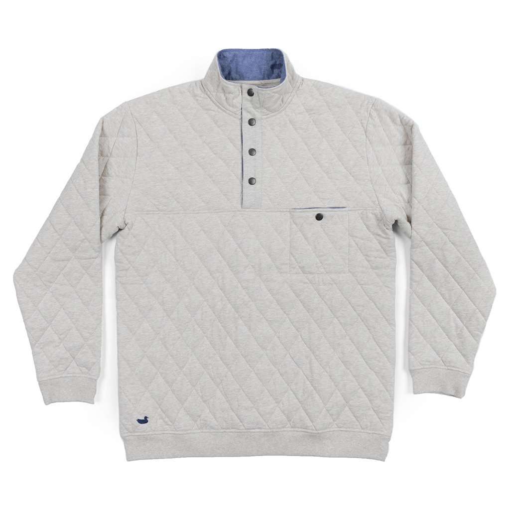 Southern Marsh Ryan Quilted Pullover in Oatmeal Country Club Prep