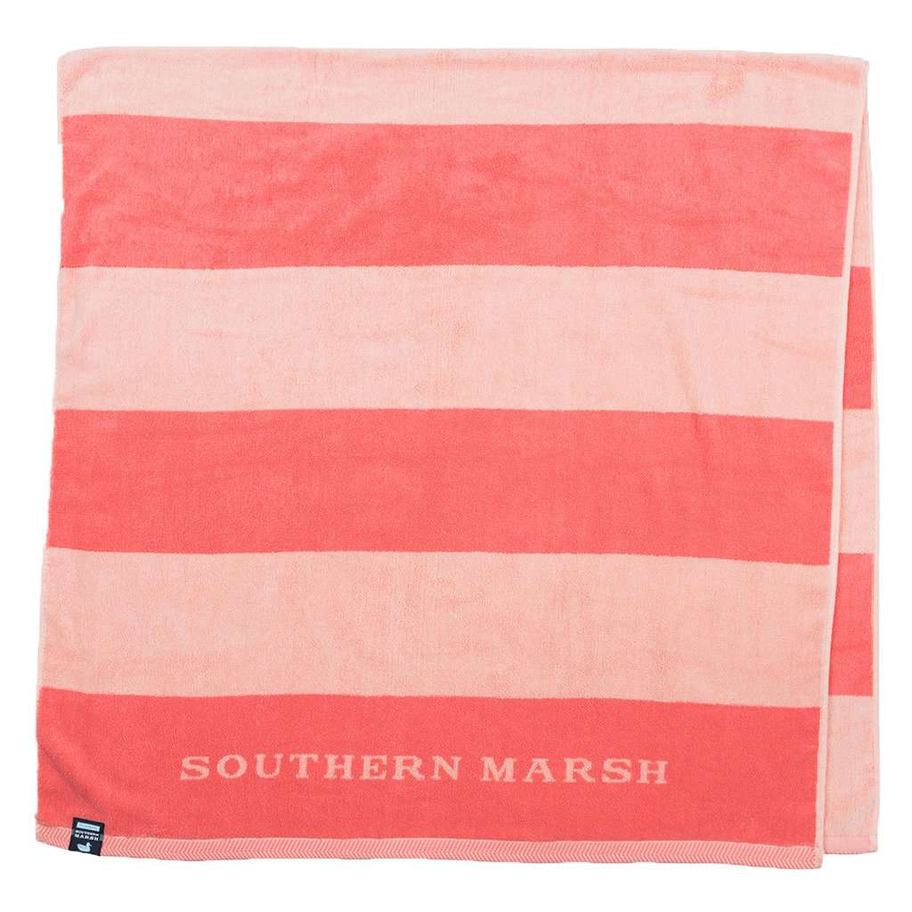 Stripes Beach Towel in Coral & Peach by Southern Marsh - Country Club Prep
