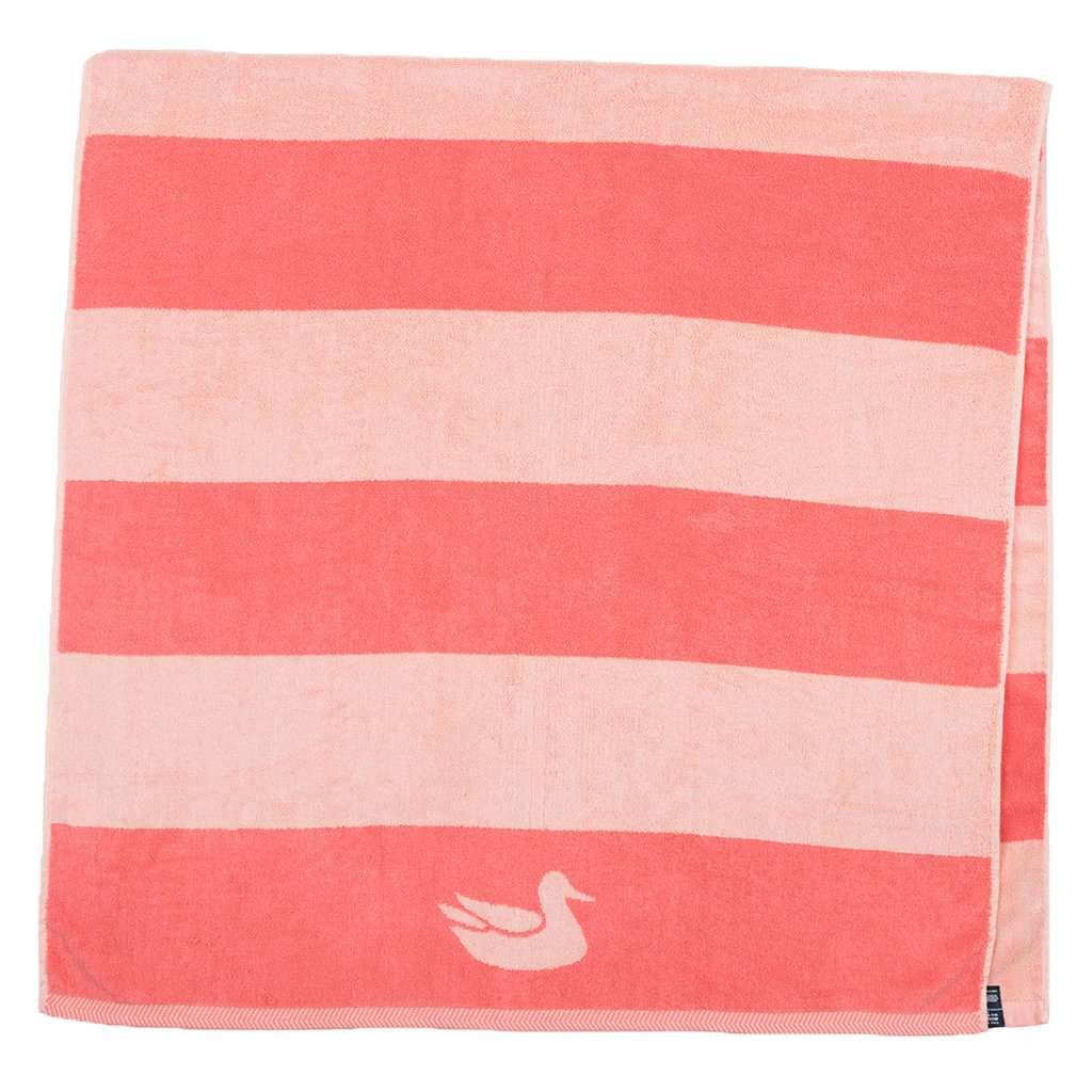 Stripes Beach Towel in Coral & Peach by Southern Marsh - Country Club Prep