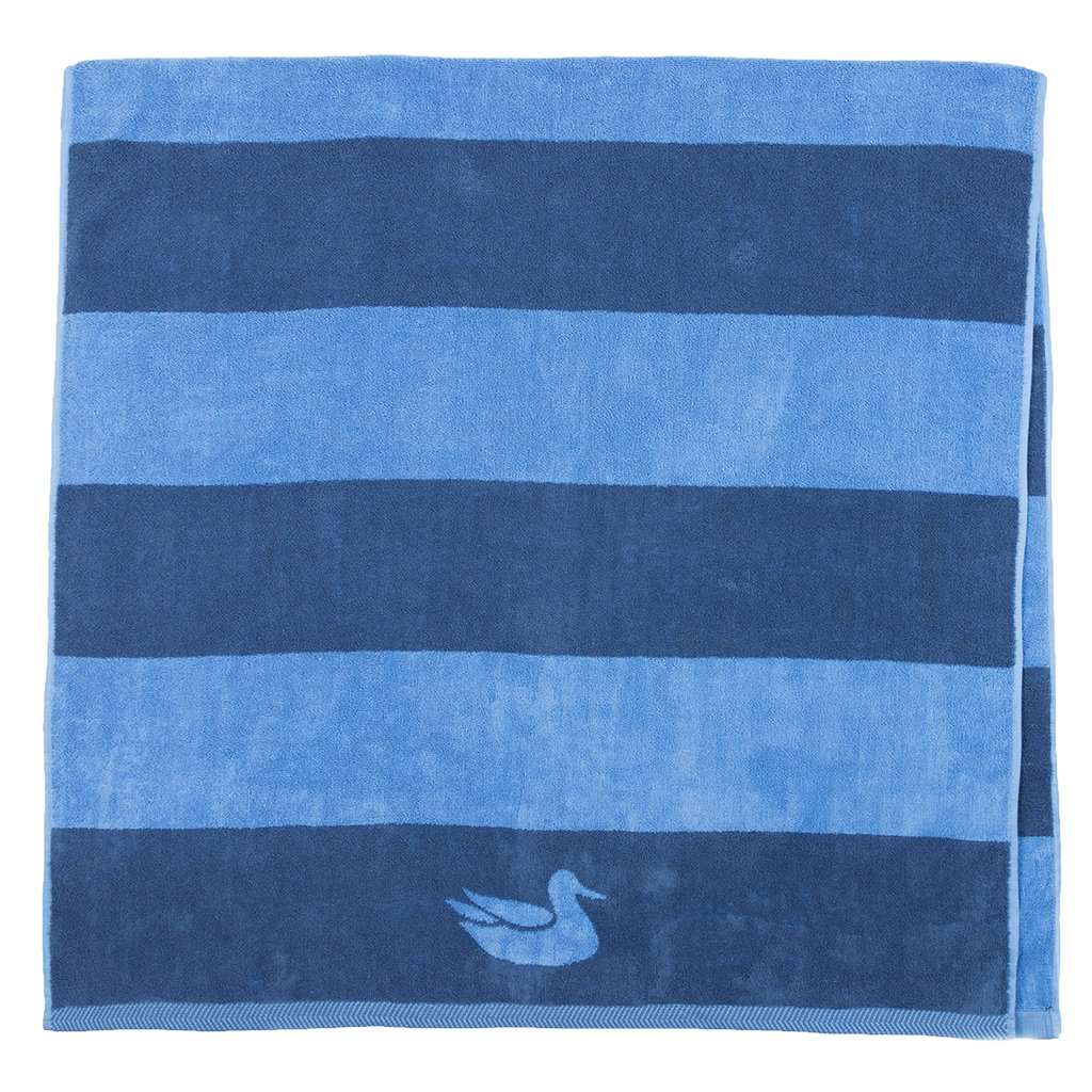 Stripes Beach Towel in Navy & French Blue by Southern Marsh - Country Club Prep