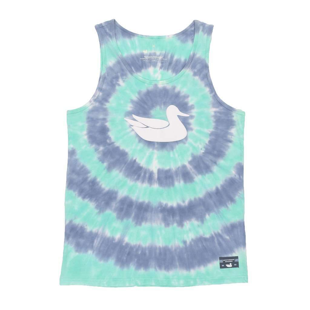 Whitling Target Tie Dye Tank in Slate and Mint by Southern Marsh - Country Club Prep