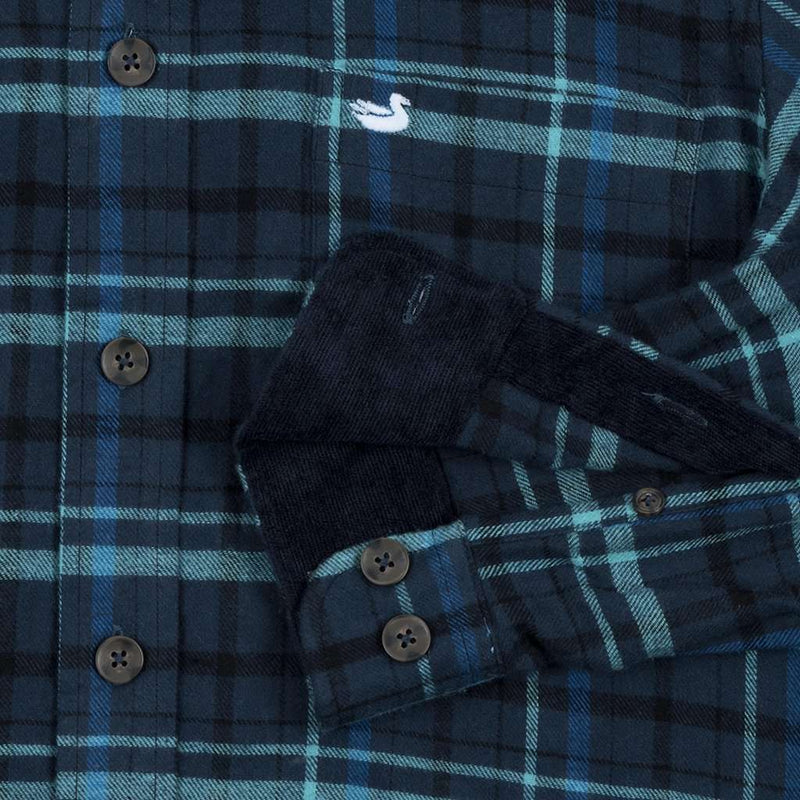 Wilshire Flannel Shirt in Navy and Green by Southern Marsh - Country Club Prep