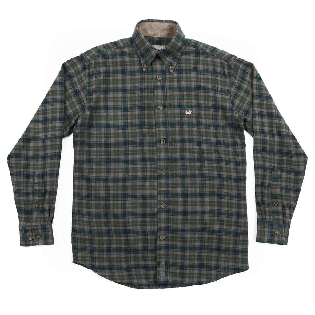Wilson Flannel Shirt in Navy and Dark Green by Southern Marsh - Country Club Prep