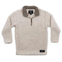 Youth Appalachian Pile Sherpa Pullover in Oatmeal by Southern Marsh - Country Club Prep