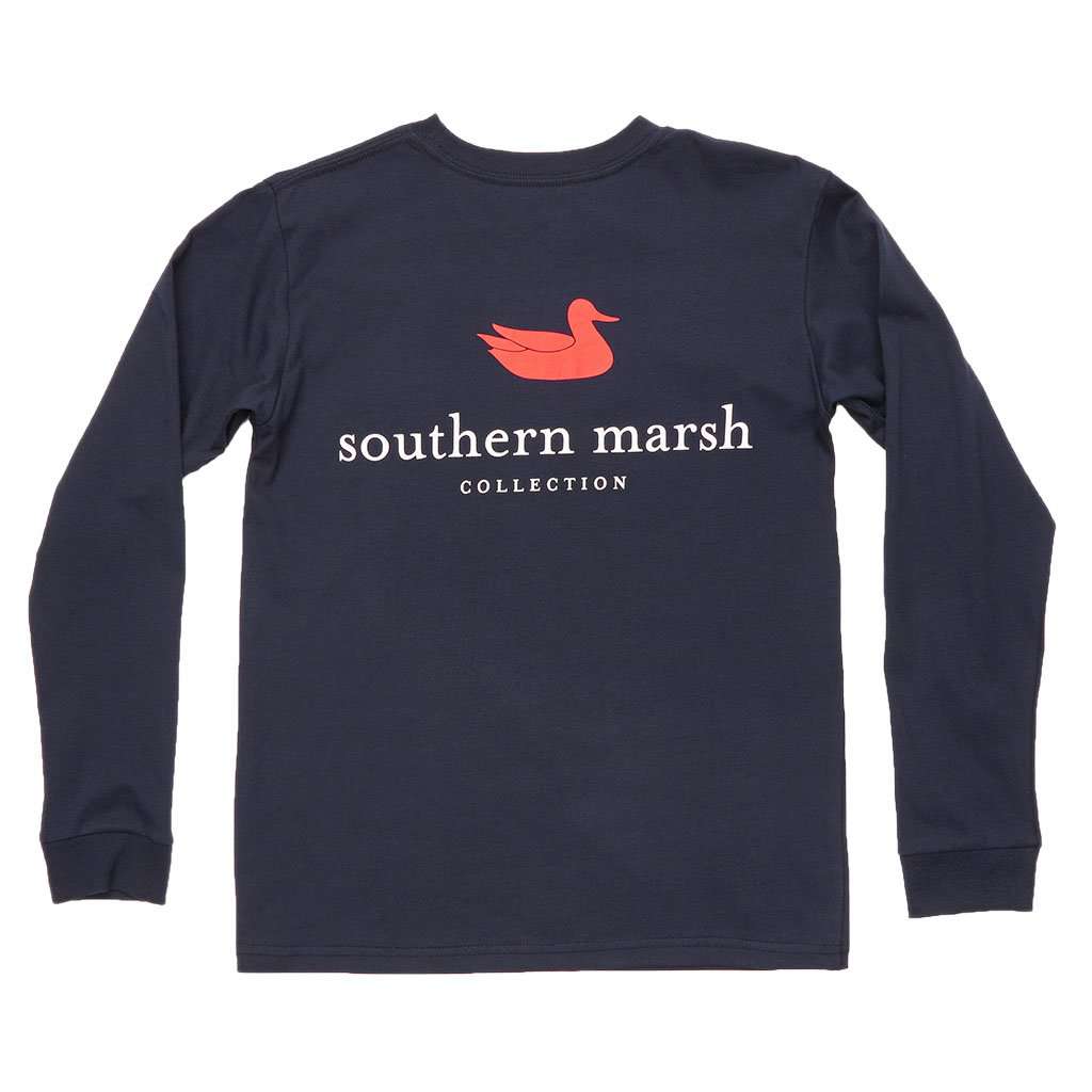 Youth Authentic Long Sleeve Tee in Navy by Southern Marsh - Country Club Prep