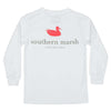 Youth Authentic Long Sleeve Tee in White by Southern Marsh - Country Club Prep
