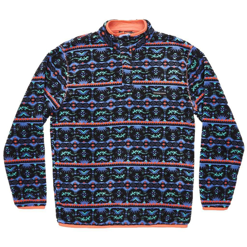 Youth Dorado Fleece Pullover in Midnight Gray and Teal by Southern Marsh - Country Club Prep