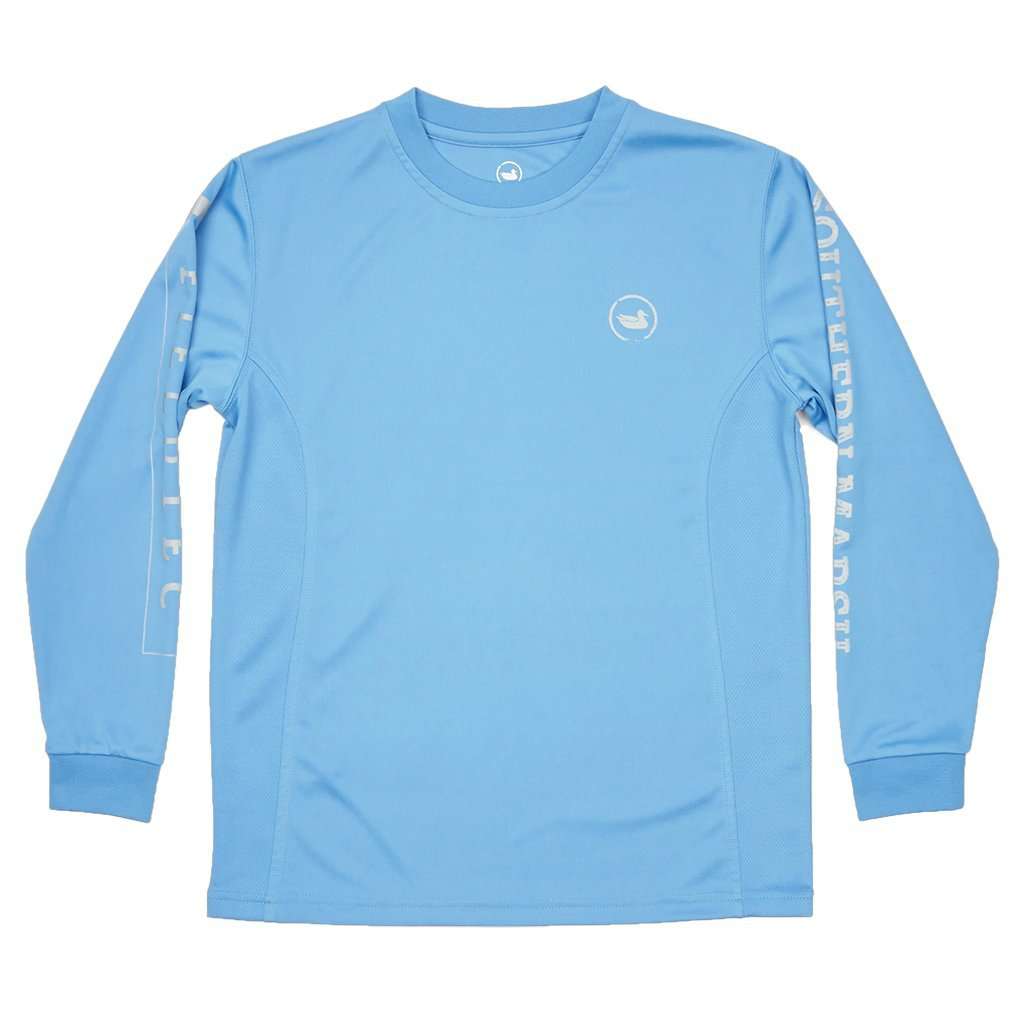 Youth FieldTec™ Fishing Team Long Sleeve Tee in Breaker Blue by Southern Marsh - Country Club Prep