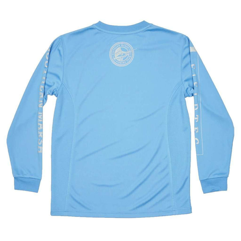 Youth FieldTec™ Fishing Team Long Sleeve Tee in Breaker Blue by Southern Marsh - Country Club Prep