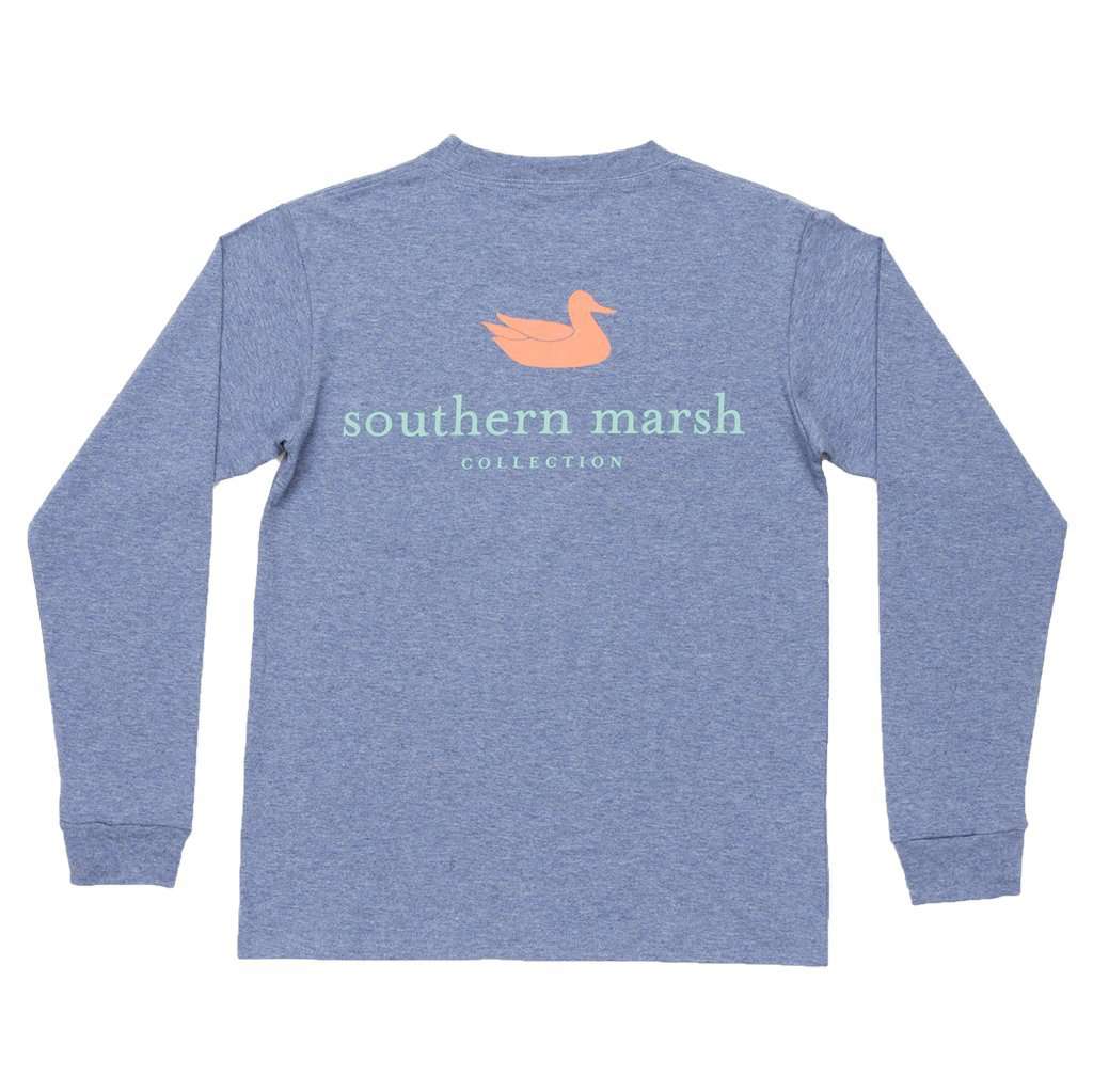 Youth Heathered Authentic Long Sleeve Tee in Washed Slate by Southern Marsh - Country Club Prep