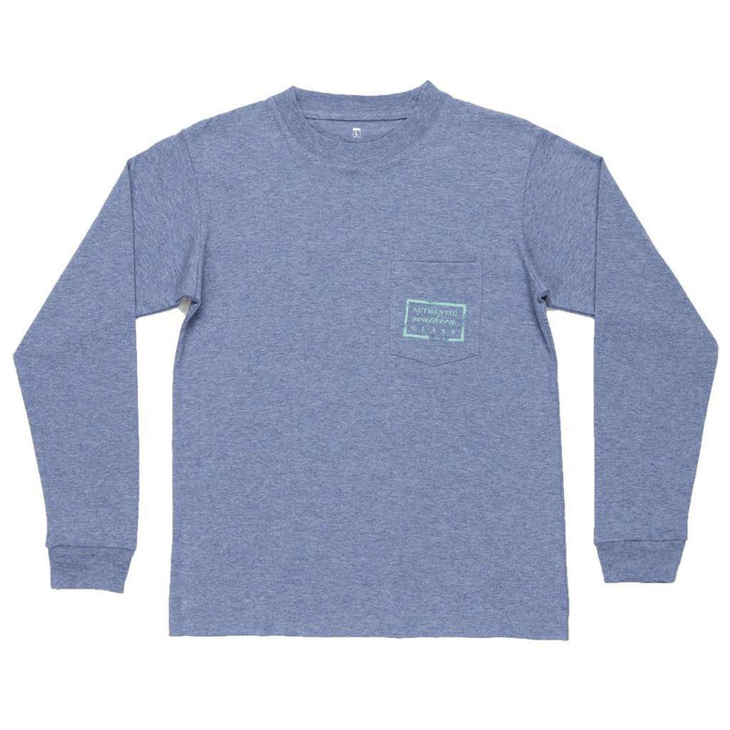 Youth Heathered Authentic Long Sleeve Tee in Washed Slate by Southern Marsh - Country Club Prep