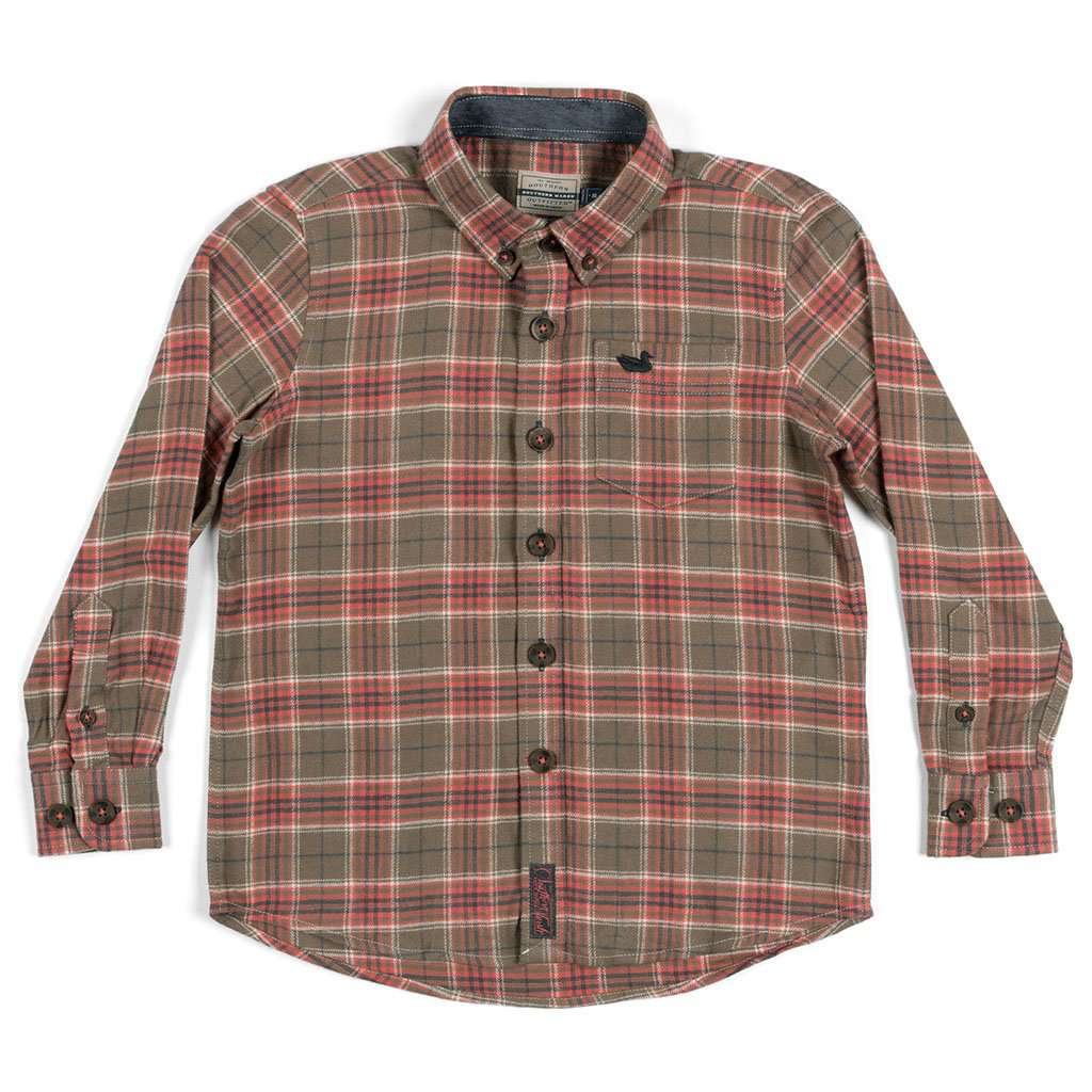Youth Hindman Flannel in Stone Brown & Tan by Southern Marsh - Country Club Prep