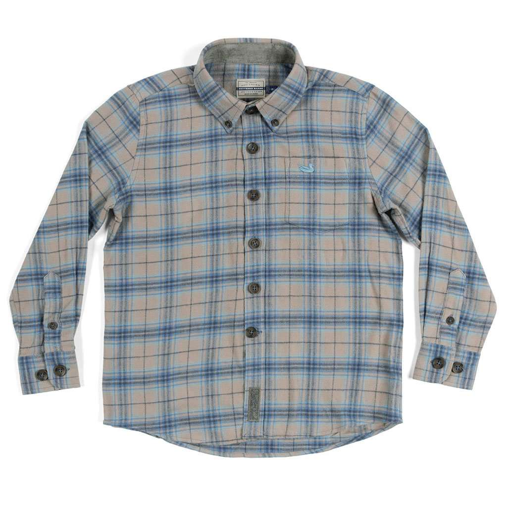 Youth Hindman Flannel in Tan & Sage by Southern Marsh - Country Club Prep