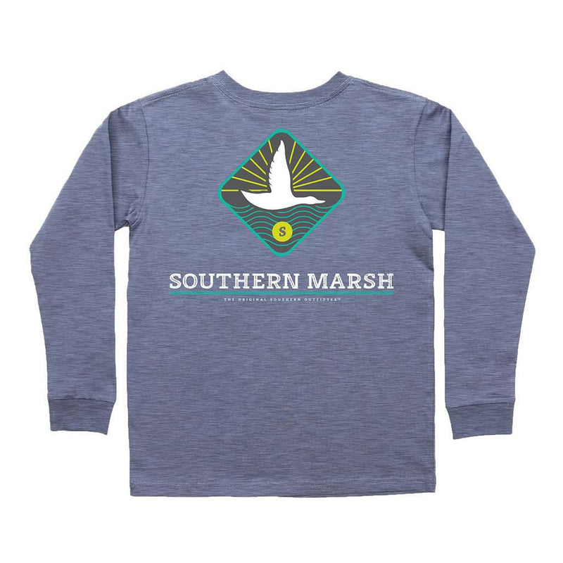 Youth Long Sleeve Branding Flying Duck Tee in Washed Slate by Southern Marsh - Country Club Prep