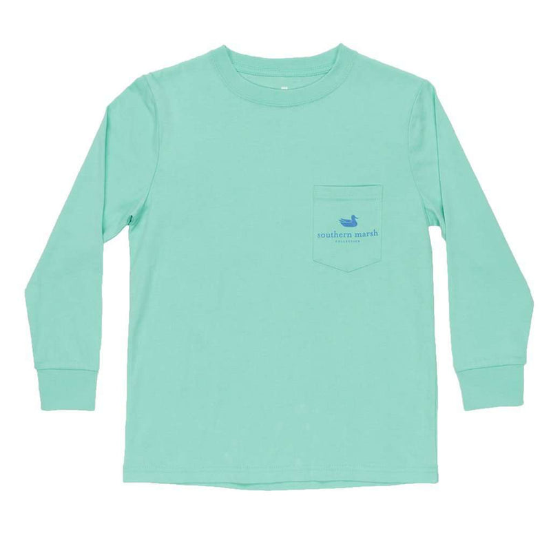 Youth Long Sleeve Vintage Decoy Mallard Tee in Bimini Green by Southern Marsh - Country Club Prep