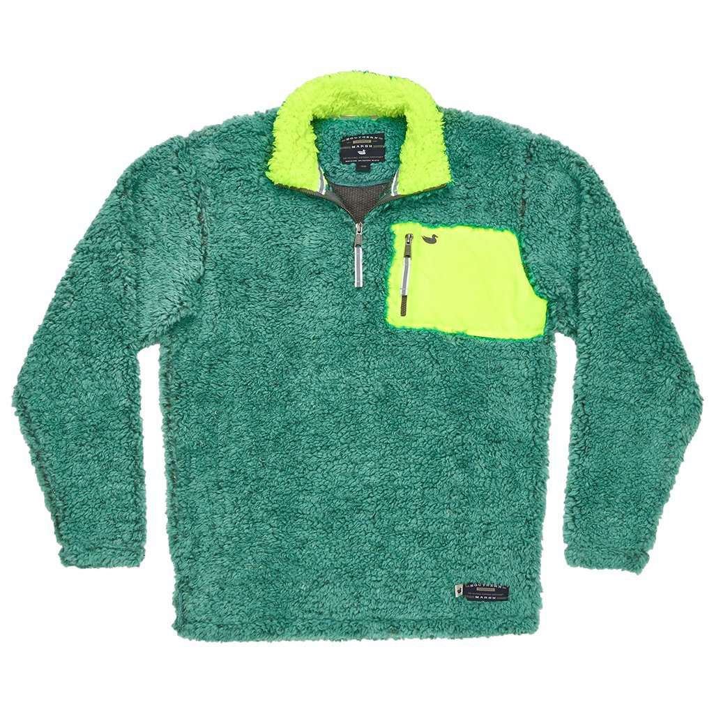 Youth Piedmont Range Sherpa Pullover in Mint and Midnight by Southern Marsh - Country Club Prep