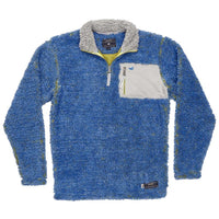 Youth Piedmont Range Sherpa Pullover in French Blue and Mustard by Southern Marsh - Country Club Prep