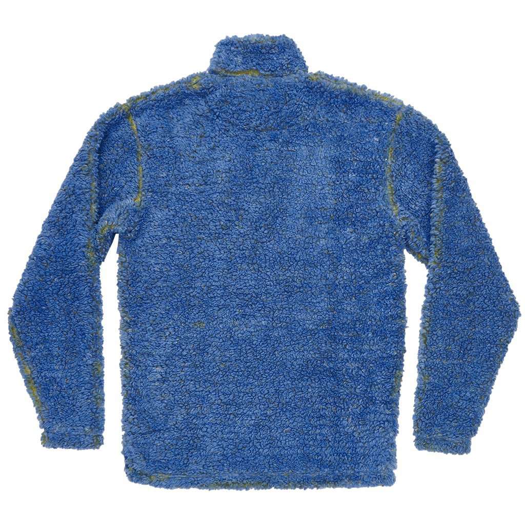 Southern Marsh Youth Piedmont Range Sherpa Pullover in French Blue and Mustard Country Club Prep