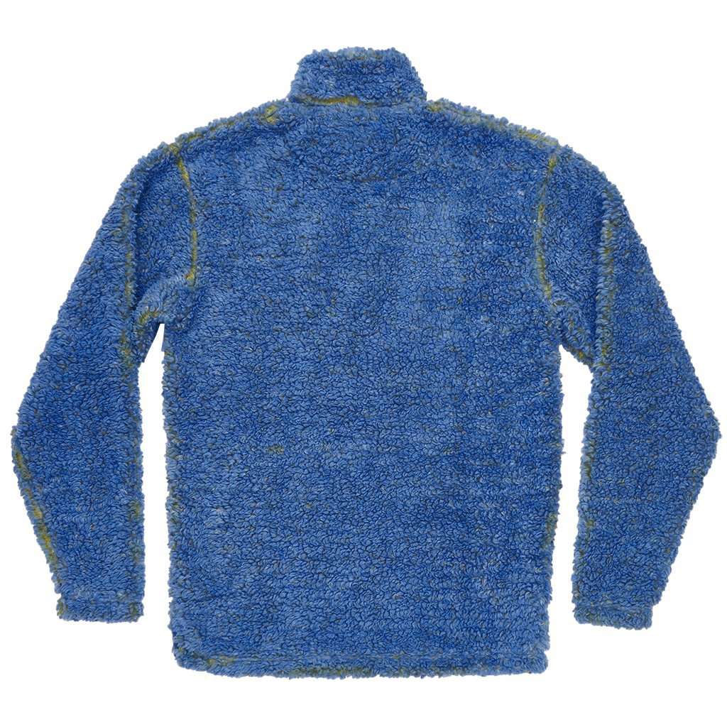 Youth Piedmont Range Sherpa Pullover in French Blue and Mustard by Southern Marsh - Country Club Prep