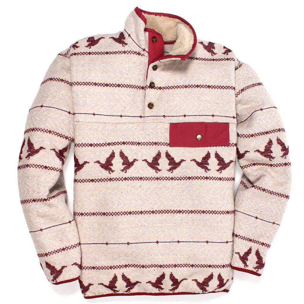 Duck Call Sherpa Lined Pullover in Cream by Southern Proper - Country Club Prep