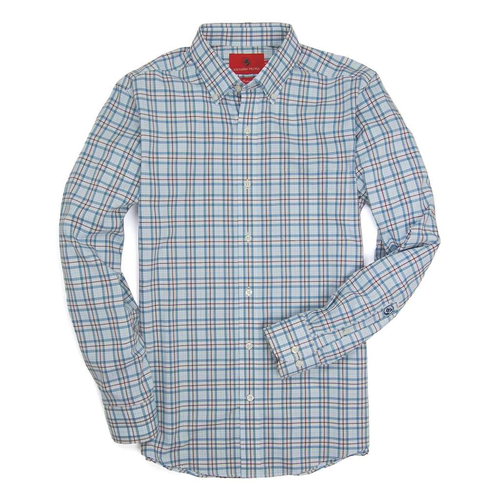 Henning Shirt in Blue Stone & Truffle Plaid by Southern Proper - Country Club Prep