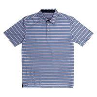 Performance Polo in Navy/Flamingo Stripe by Southern Proper - Country Club Prep