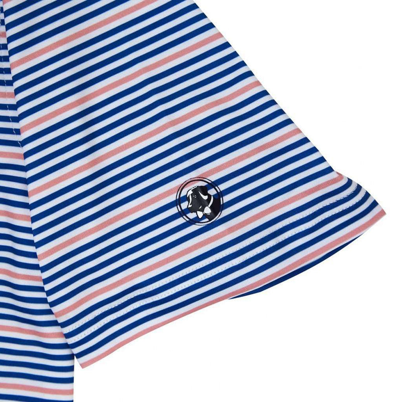 Performance Polo in Navy/Flamingo Stripe by Southern Proper - Country Club Prep