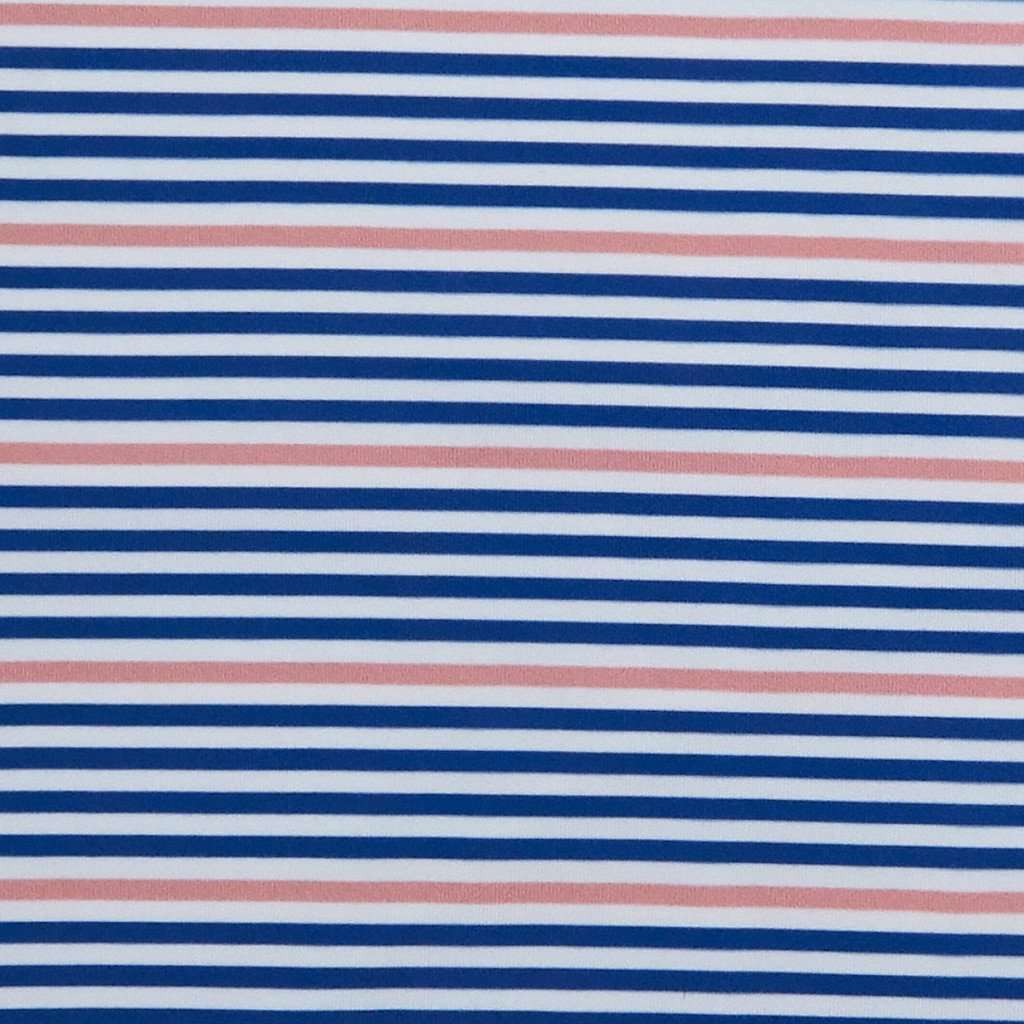 Performance Polo in Navy/Flamingo Stripe by Southern Proper - Country Club Prep