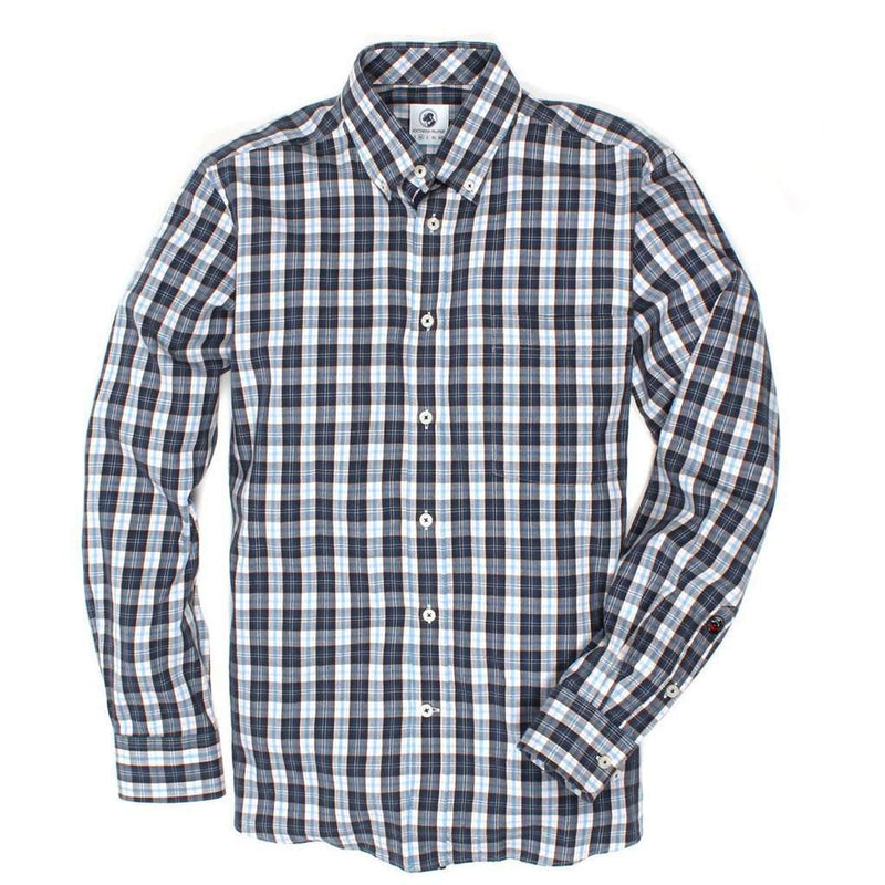 The Goal Line Plaid Button Down in Blue and Grey by Southern Proper - Country Club Prep