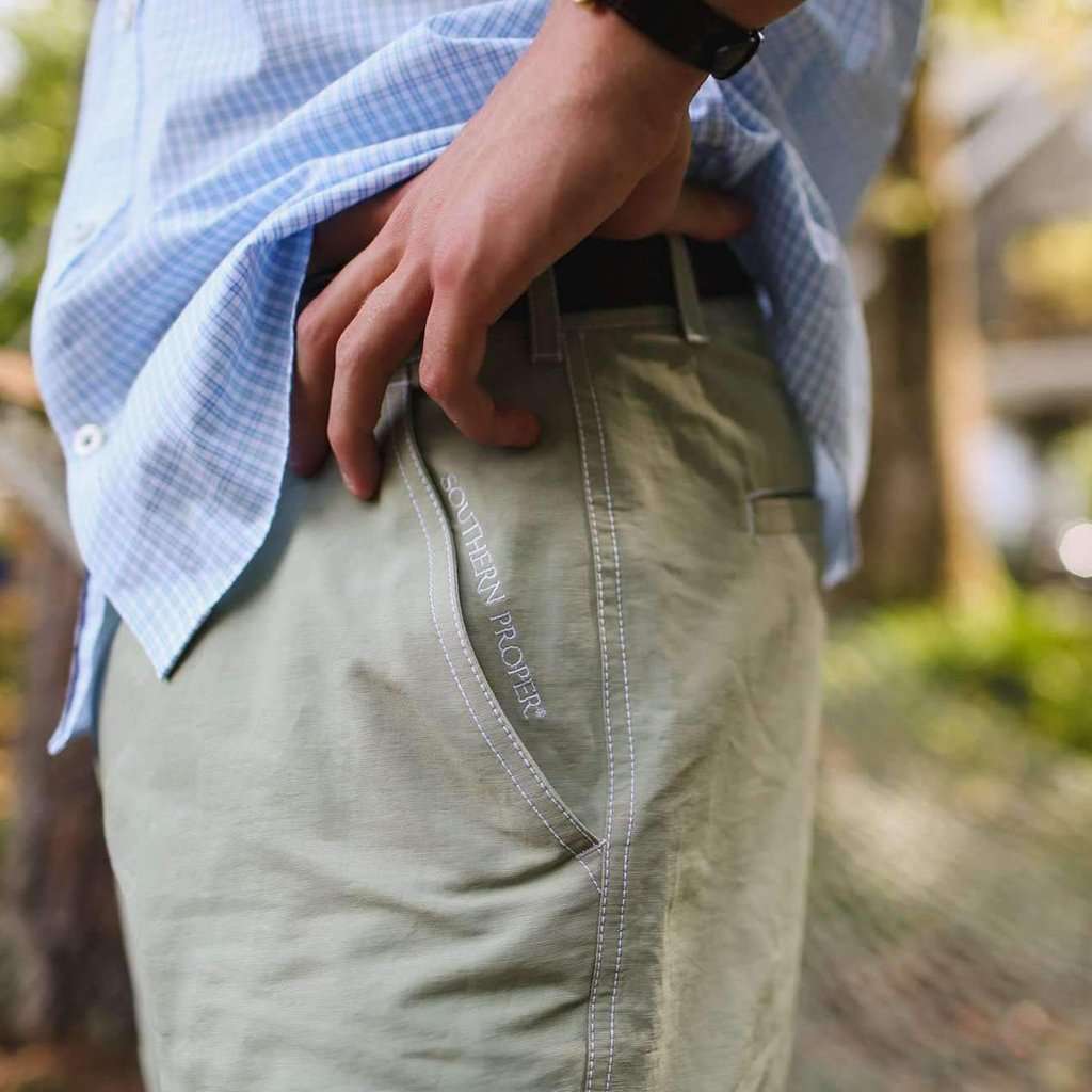 The River Hybrid Short in Creek Green by Southern Proper - Country Club Prep
