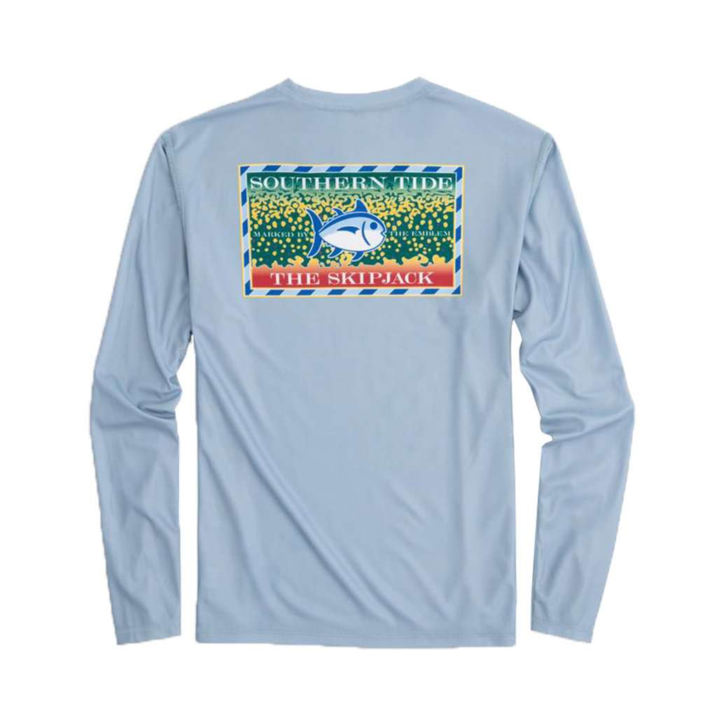 Southern Slam Series Brook Trout Long Sleeve Performance T-Shirt in Tsunami Grey by Southern Tide - Country Club Prep