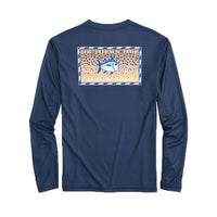 Southern Slam Series Brown Trout Long Sleeve Performance T-Shirt in Deep Sea by Southern Tide - Country Club Prep